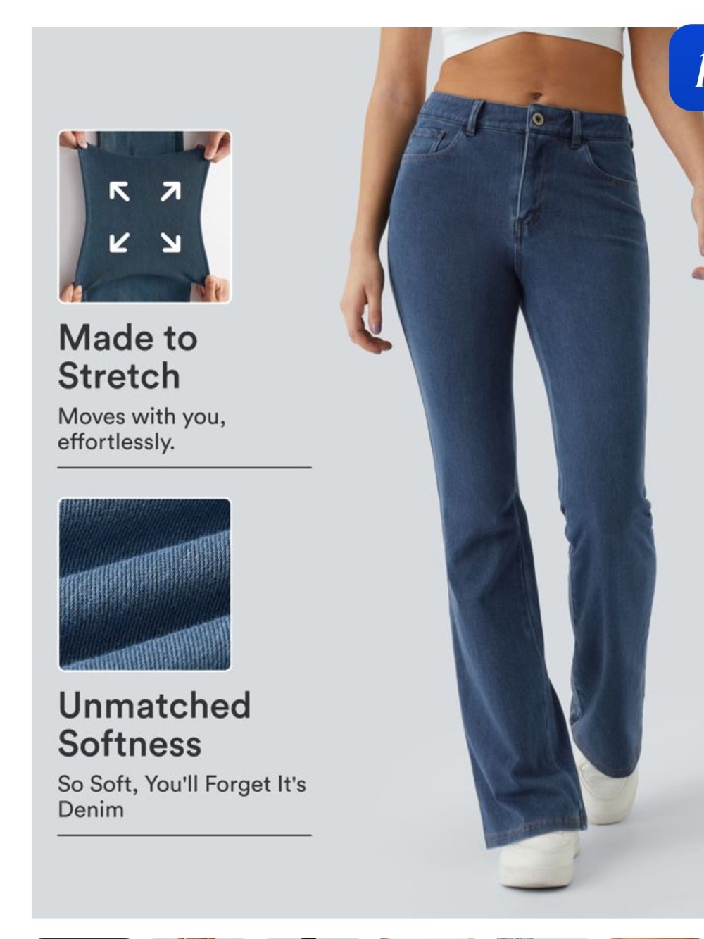 HALARA Flex Denim Mid Rise Pockets Casual Bootcut Flare Jeans Medium Regular
